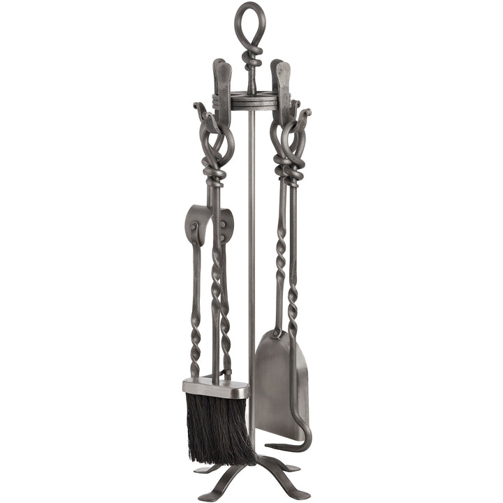 Hand Turned Loop Top Companion Set - Silver Finish