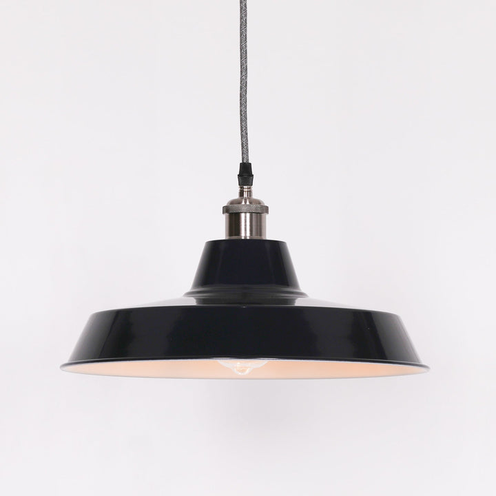 Factory Style Pendant Light - Blue Enamel