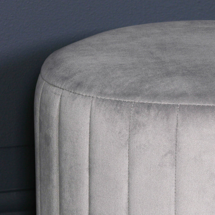 Velvet Round Stool - Grey