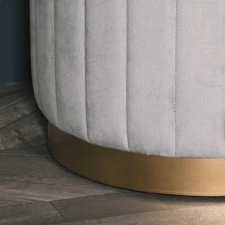 Velvet Round Stool - Grey
