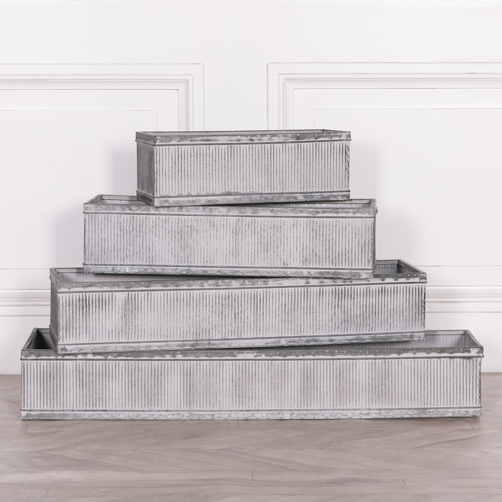 Extra large rectangle galvanised steel window box planter