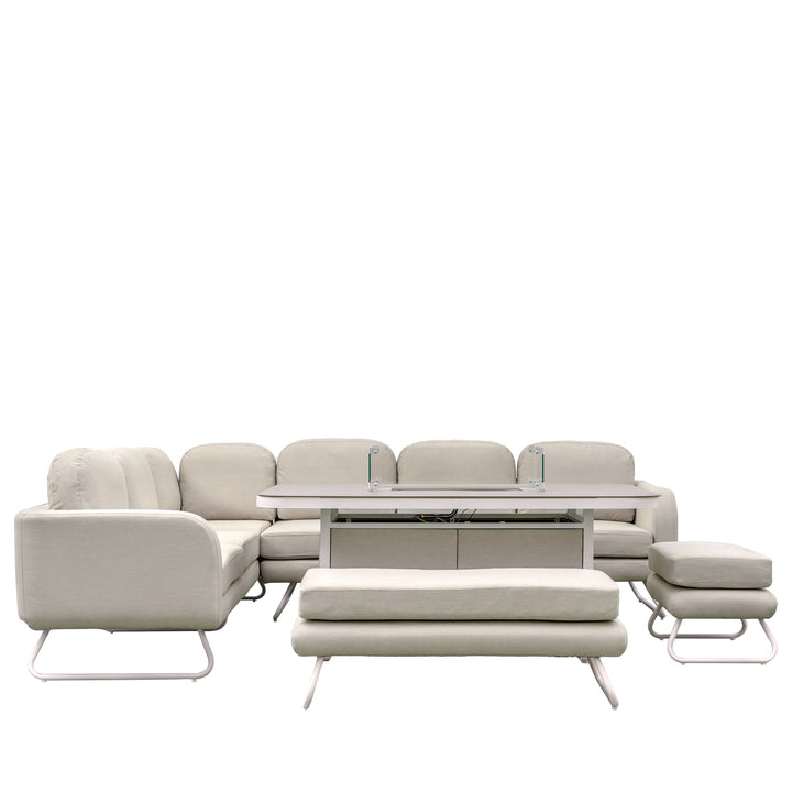 Large Contemporary Sofa Dining Set with Fire Pit Table