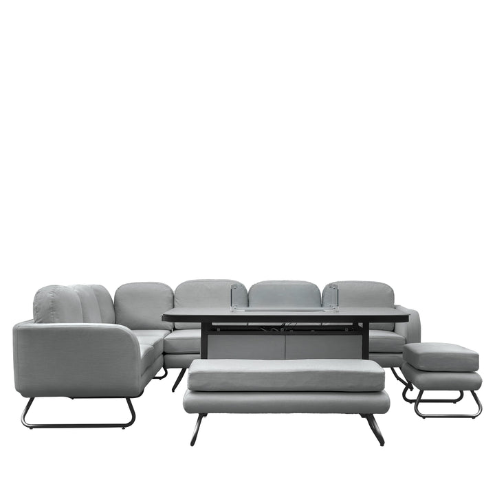 Large Contemporary Sofa Dining Set with Fire Pit Table