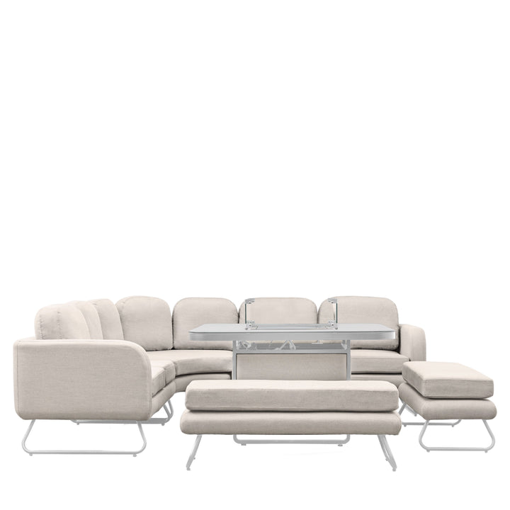 Contemporary Sofa Dining Set with Fire Pit Table