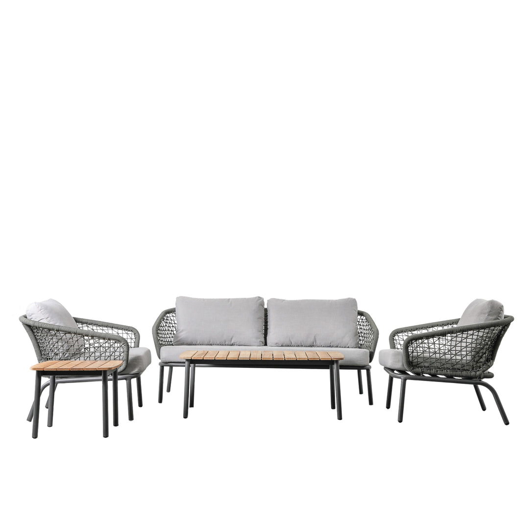 Rope Weave and Teak Lounge Set