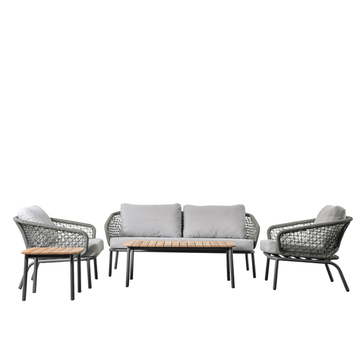 Rope Weave and Teak Lounge Set