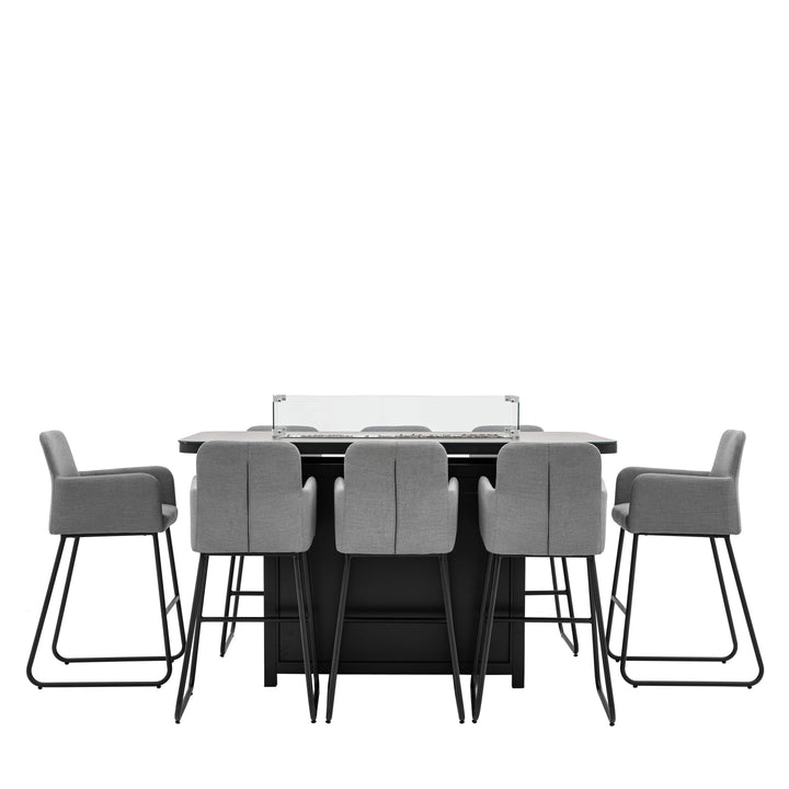 Contemporary Eight Seater Bar Dining Set with Fire Pit Table