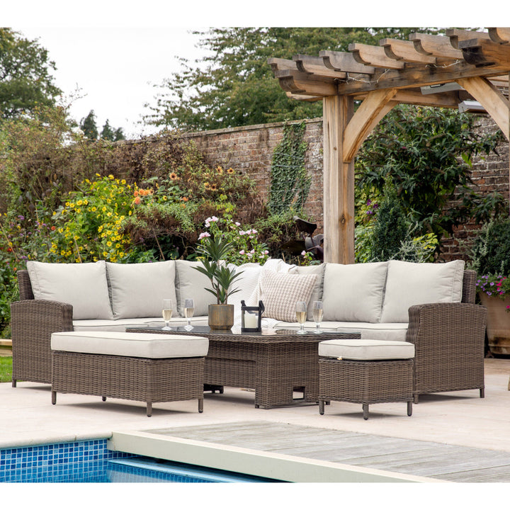 Closed Weave Corner Sofa Set with Rectangle Riser Table
