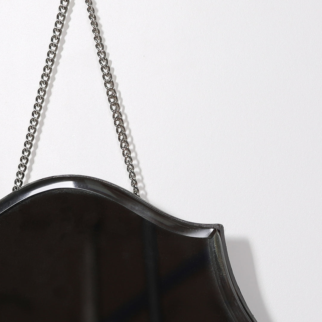 Black Ornate Mirror with Chain