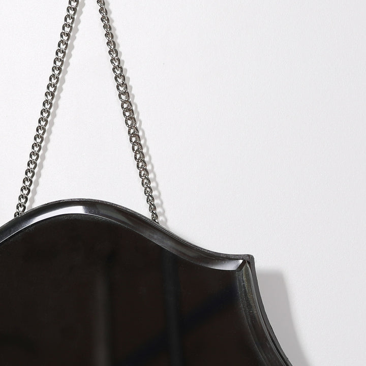 Black Ornate Mirror with Chain