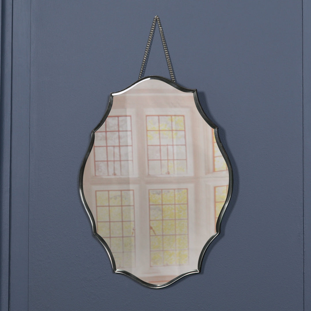 Black Ornate Mirror with Chain