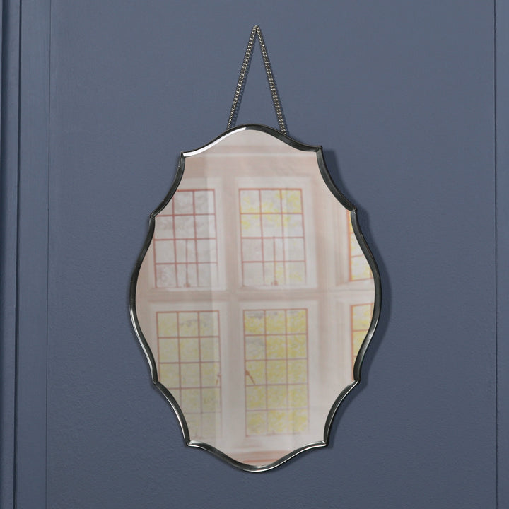 Black Ornate Mirror with Chain