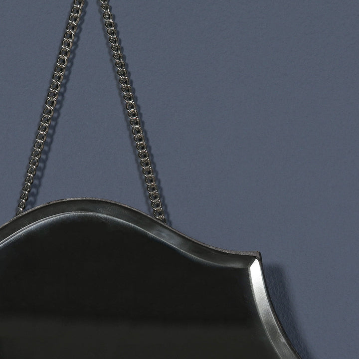 Black Ornate Mirror with Chain