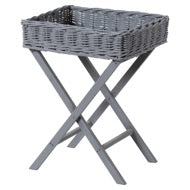 Large Grey Wicker Basket Butler Tray