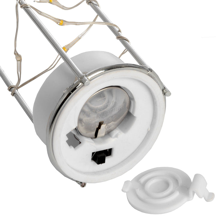 Large Frosted Glass Lantern with Rope Detail and Interior LED