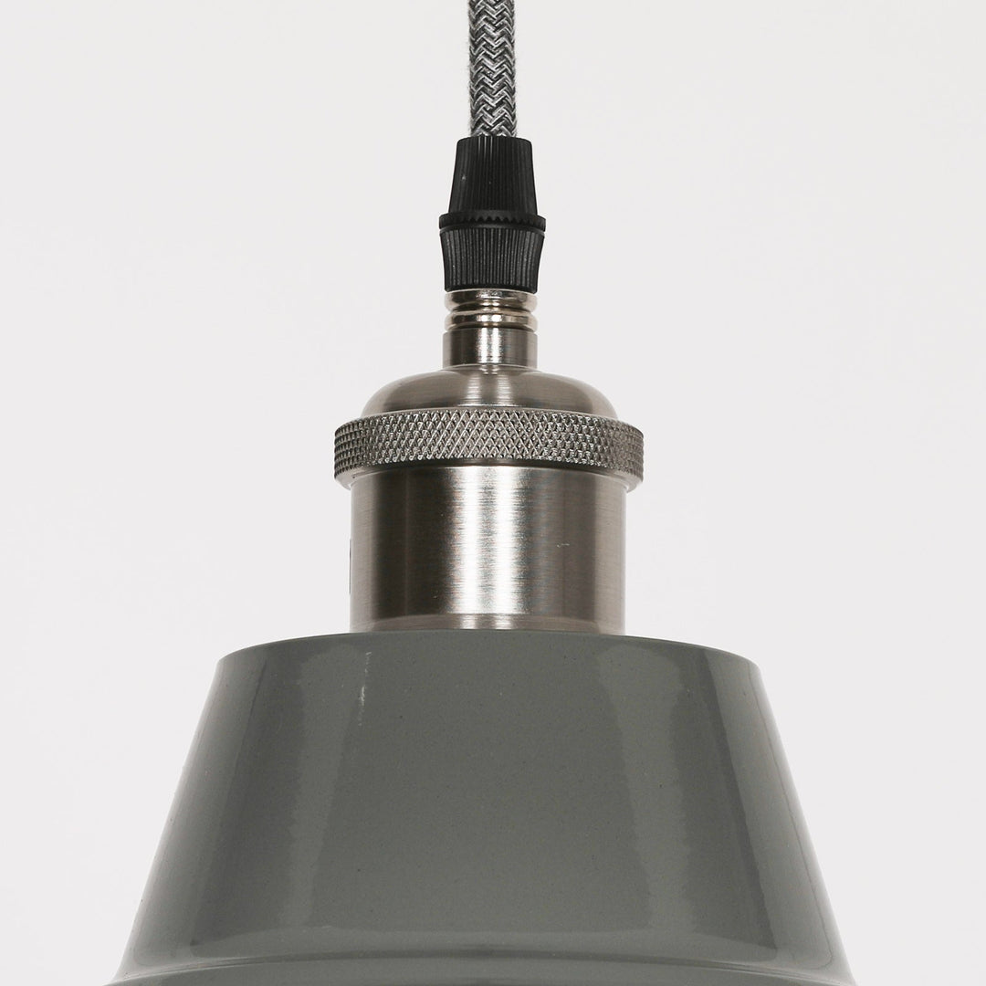 Large Factory Style Pendant Light - Grey Enamel