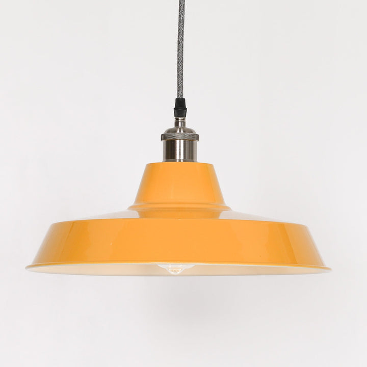 Factory Style Pendant Light - Yellow Enamel