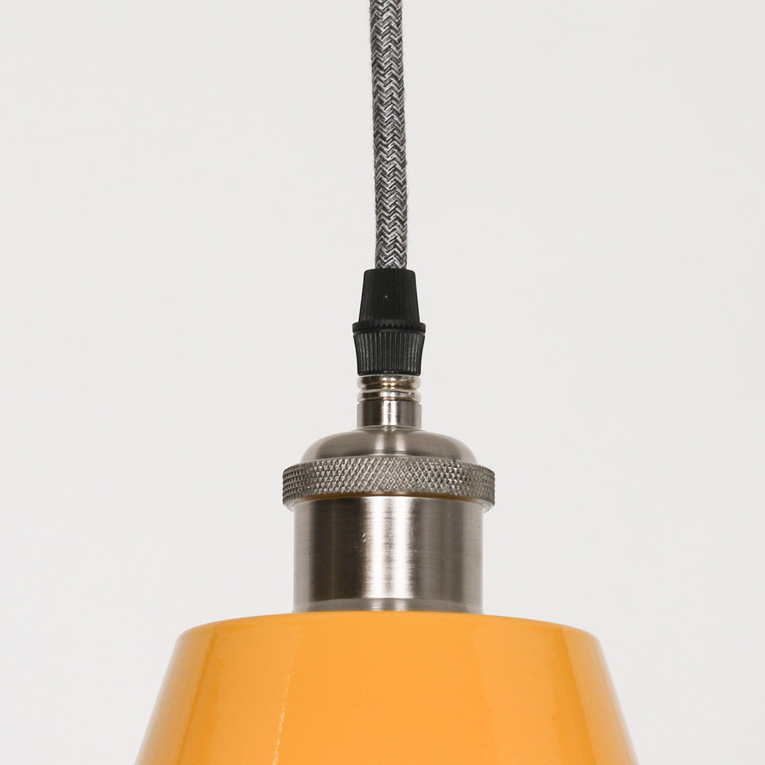 Large Factory Style Pendant Light - Yellow Enamel