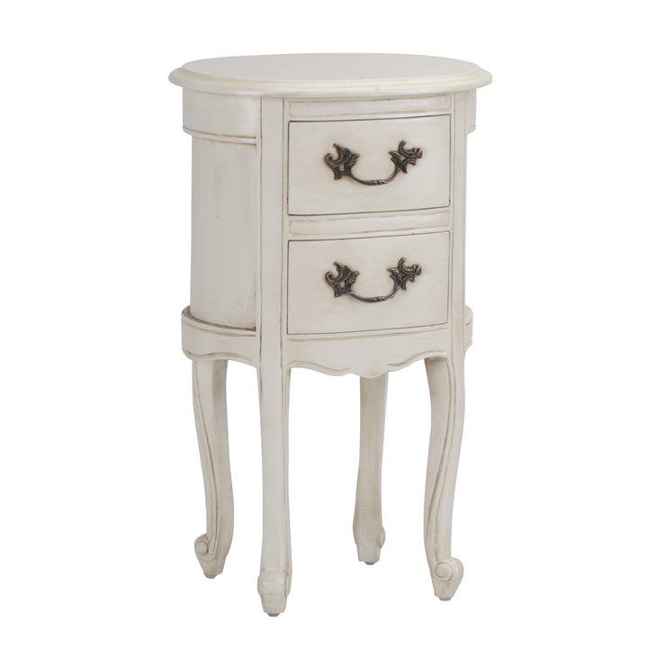 Oval Bedside Table - Aged Ivory