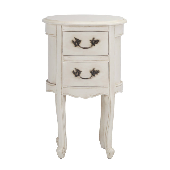 Oval Bedside Table - Aged Ivory