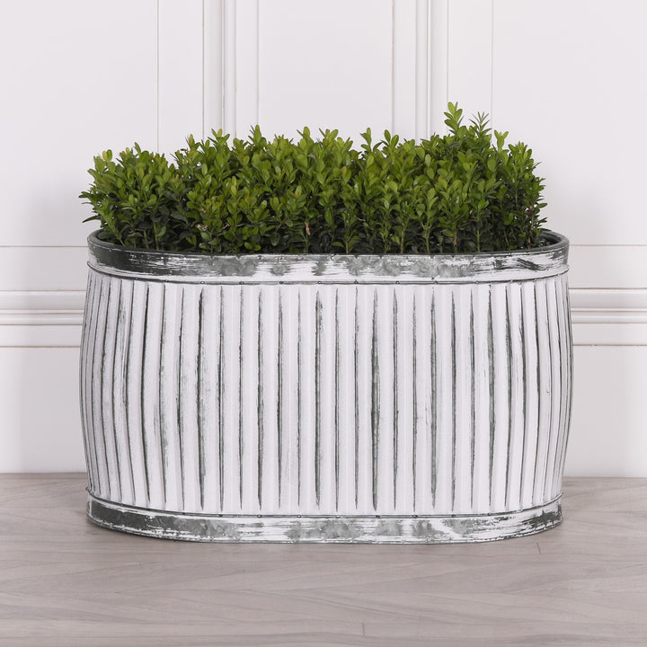 Large oval dolly galvanised steel planter