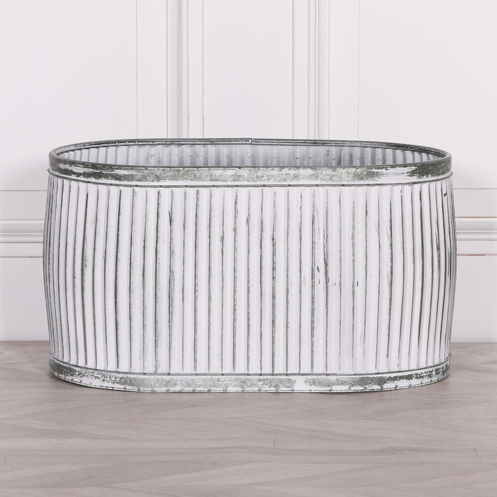 Large oval dolly galvanised steel planter