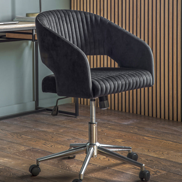 Swivel Desk Chair - Black Velvet