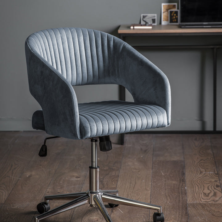 Swivel Desk Chair - Charcoal Velvet
