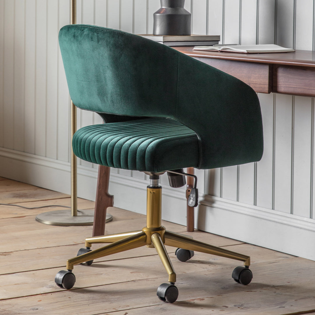 Swivel Desk Chair - Green Velvet