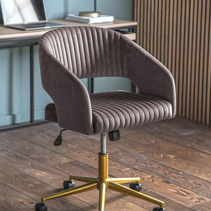 Swivel Desk Chair - Grey Velvet