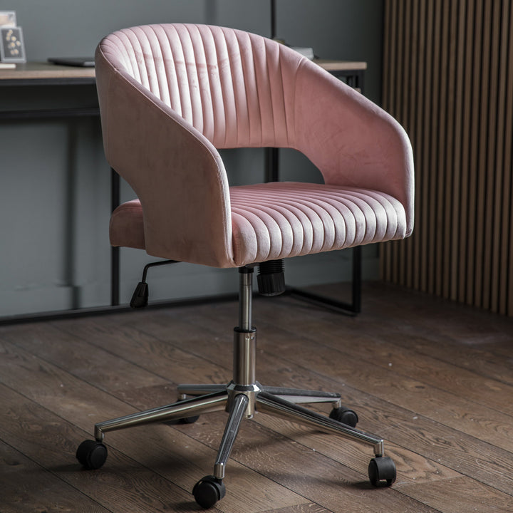 Swivel Desk Chair - Pink Velvet