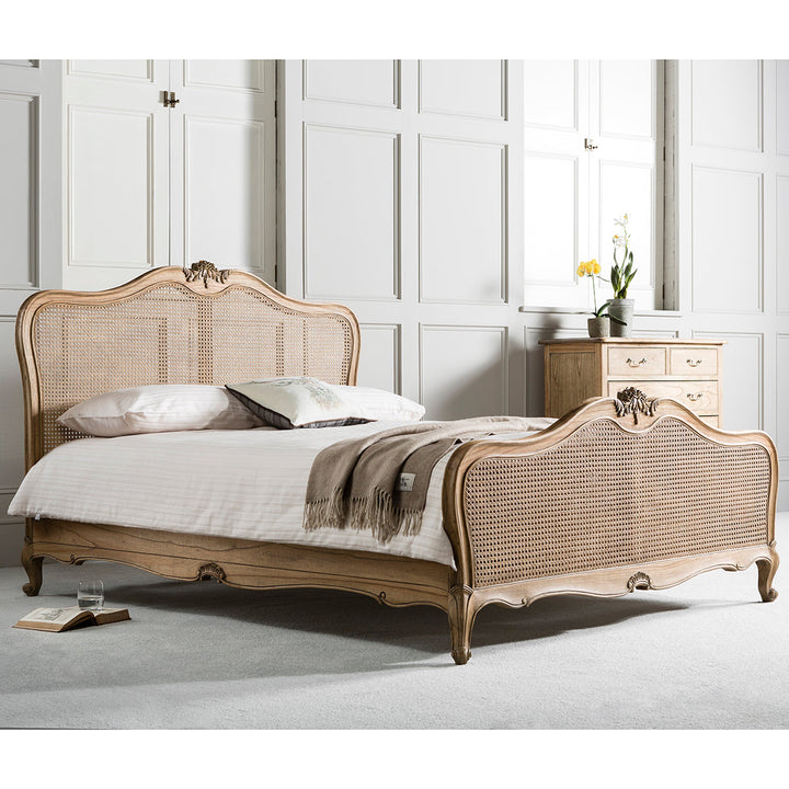 Cane 5' King Size Bedframe - Weathered Chic