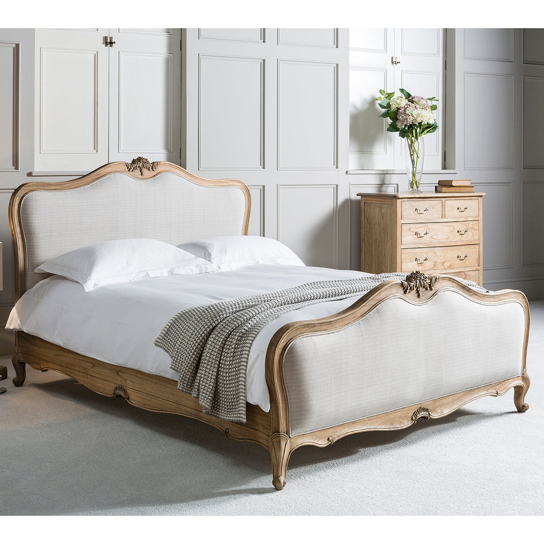 Linen 5' King Size Upholstered Bedframe - Weathered Chic