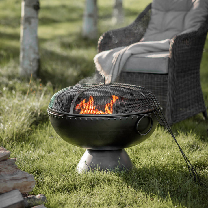 Traditional Fire Pit with Lid and Integrated Base