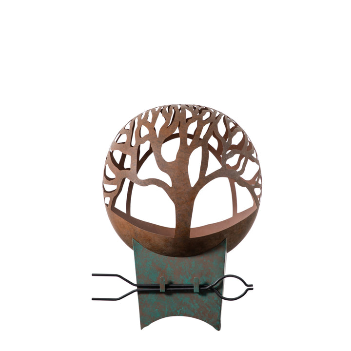 Copper Finish Fire Pit with Tree Design