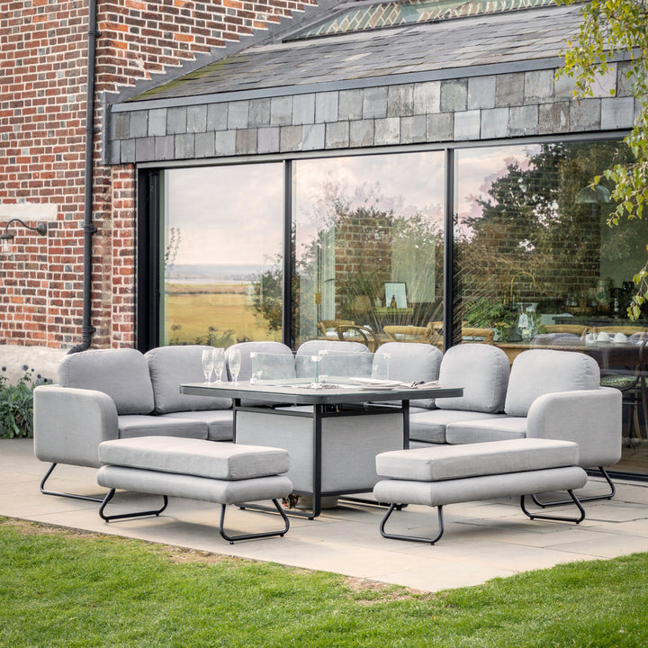 Contemporary Sofa Dining Set with Fire Pit Table