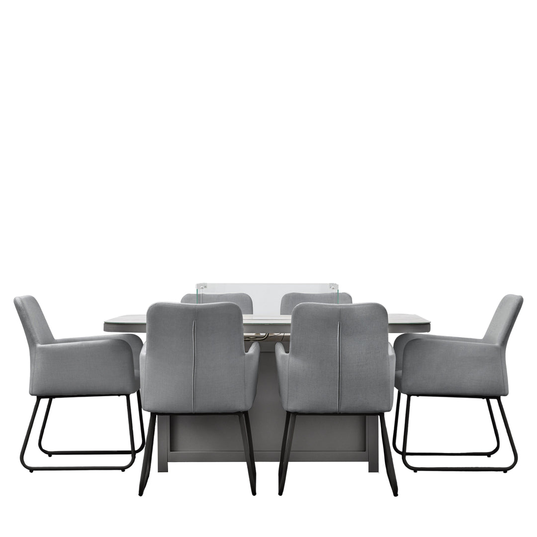 Contemporary Six Seater Dining Set with Fire Pit Table