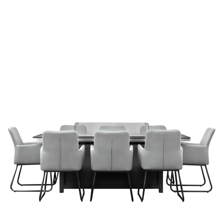 Contemporary Eight Seater Dining Set with Fire Pit Table