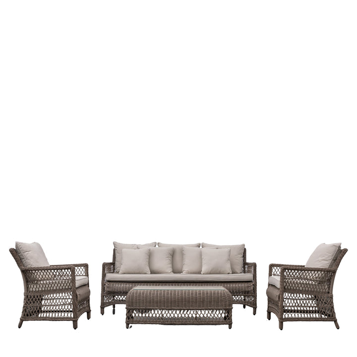 Open Weave Five Seater Sofa Set with Coffee Table
