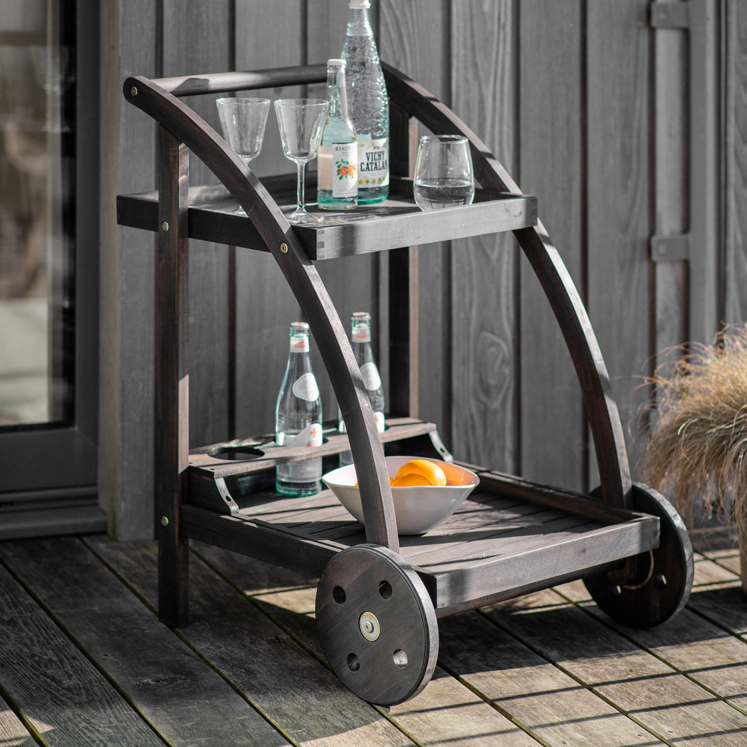 Contemporary Outdoor Wooden Drinks Trolley