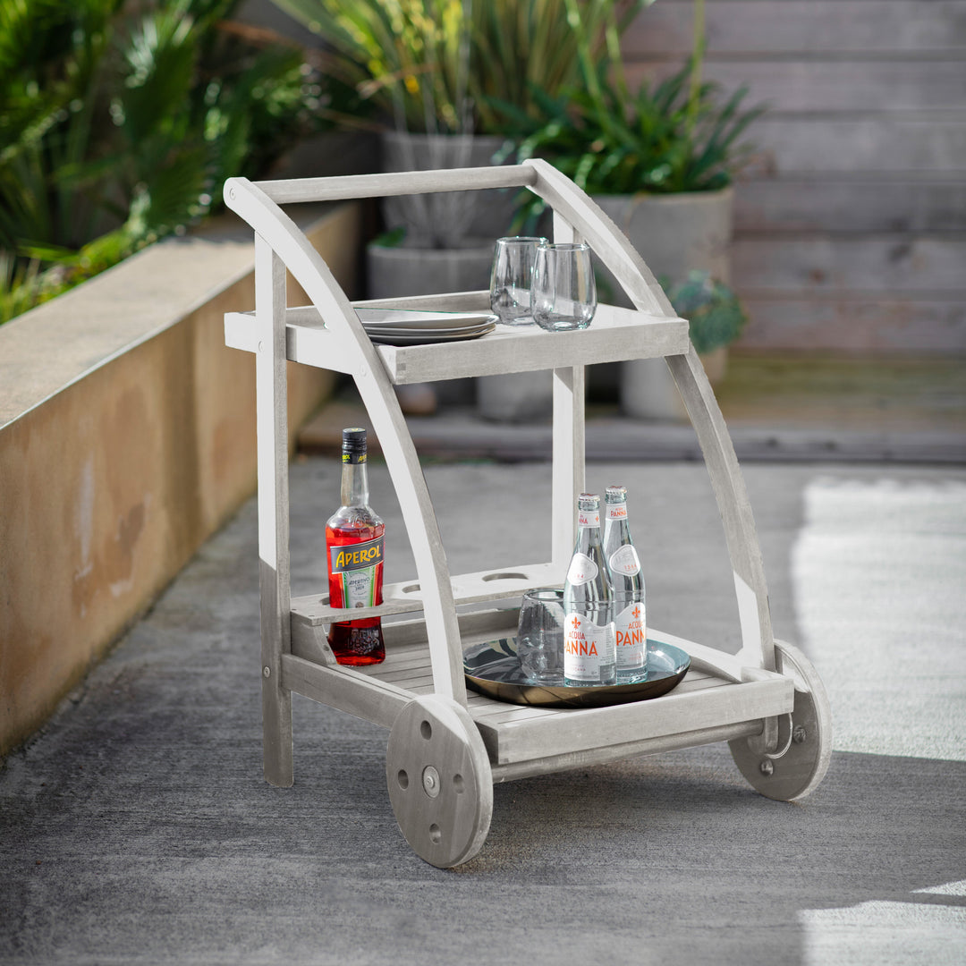 Contemporary Outdoor Wooden Drinks Trolley