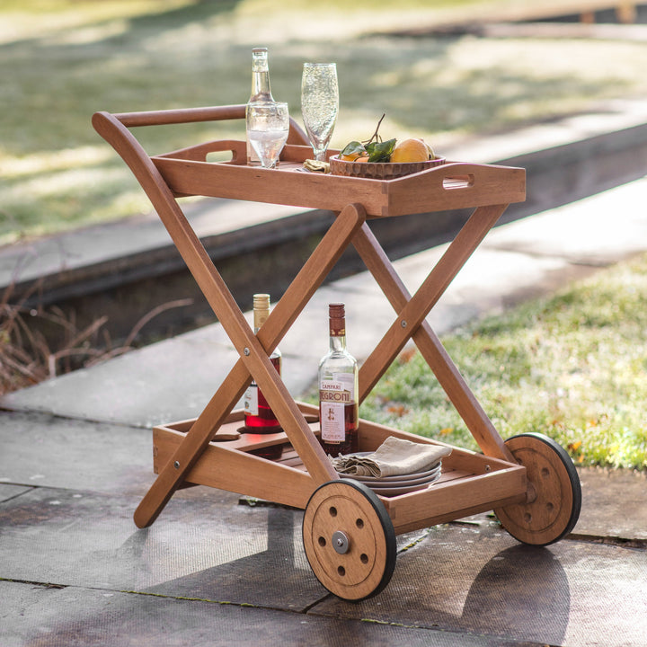 Traditional Outdoor Wooden Drinks Trolley