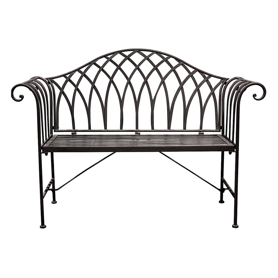 Metal Outdoor Bench with Roll Top Arms