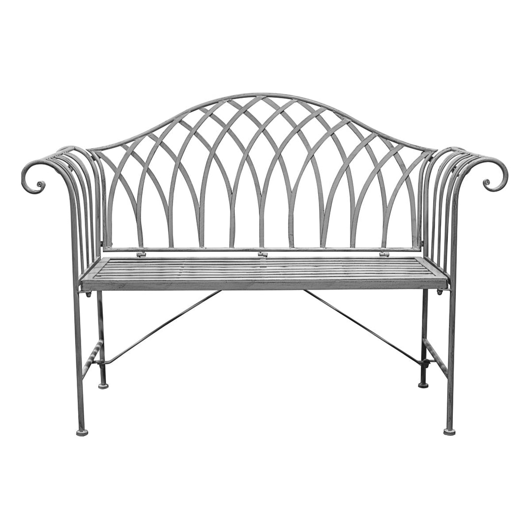 Metal Outdoor Bench with Roll Top Arms