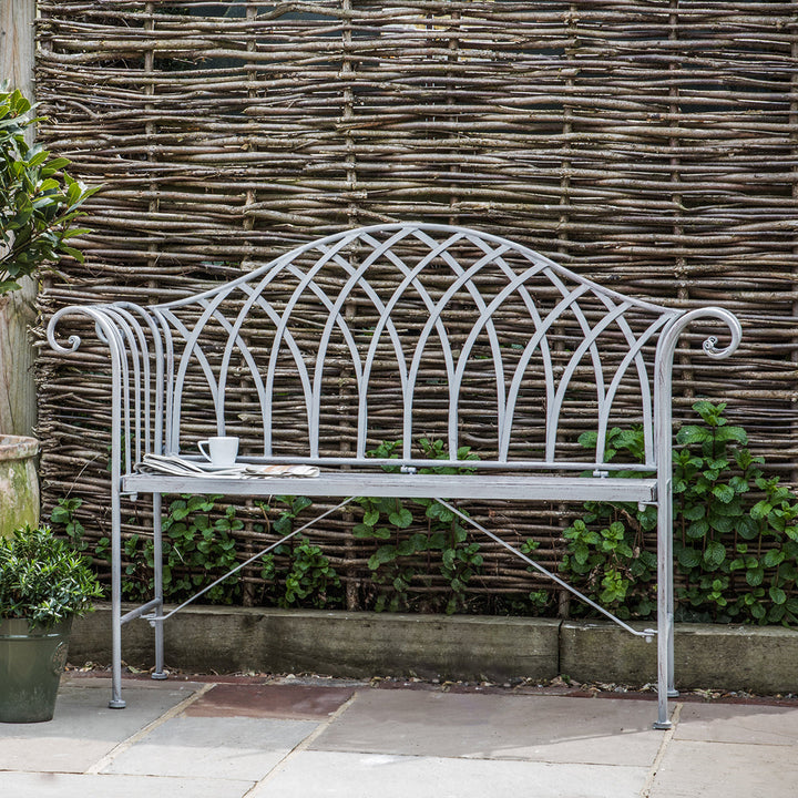 Metal Outdoor Bench with Roll Top Arms
