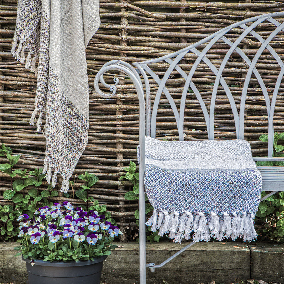 Metal Outdoor Bench with Roll Top Arms