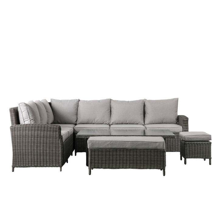 Closed Weave Corner Sofa Set with Rectangle Riser Table