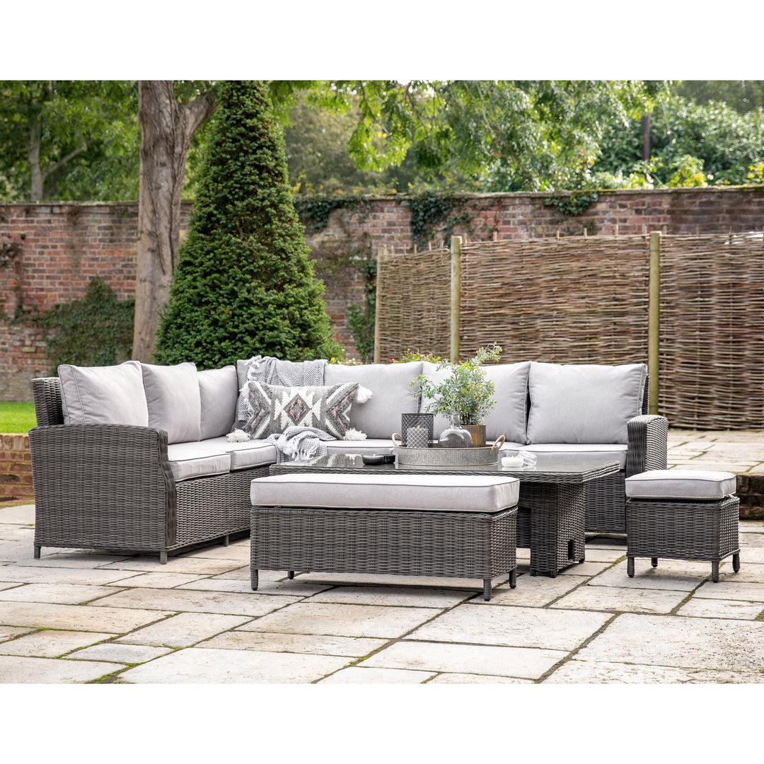 Closed Weave Corner Sofa Set with Rectangle Riser Table