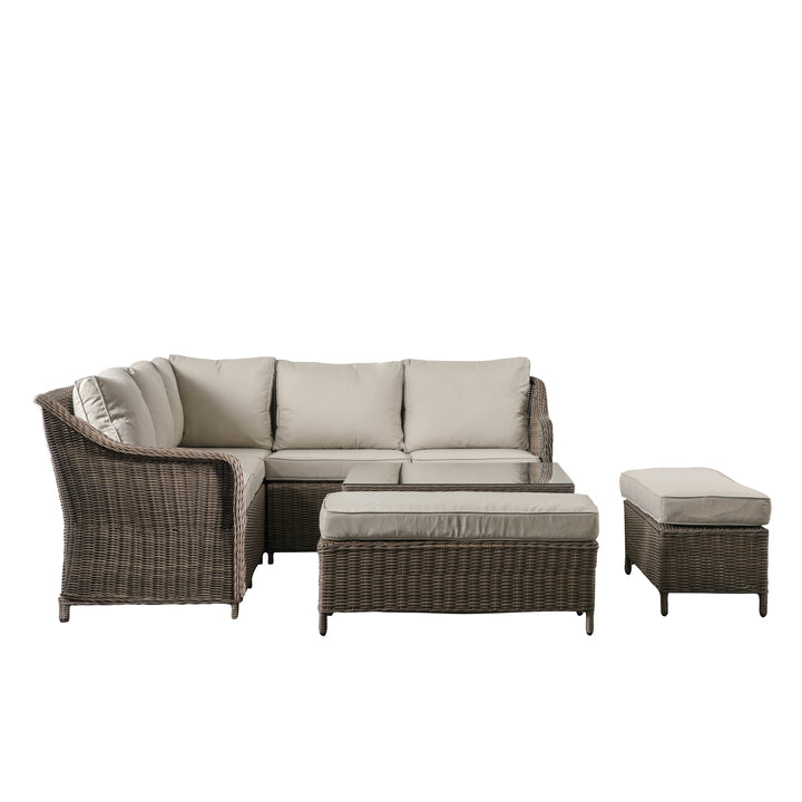 Closed Weave Corner Sofa Set with Square Riser Table