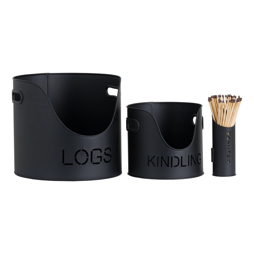 Logs, Kindling and Matchstick holder - Black